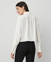 Ann Taylor Petite Modern Bow Blouse Winter White Women's