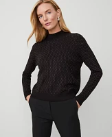 Ann Taylor Petite Essential Embellished Mock Neck Sweater Black Women's