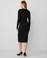 Ann Taylor Petite Ribbed Belted Column Sweater Dress Women's