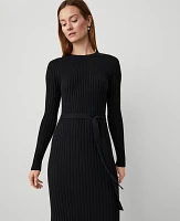 Ann Taylor Petite Ribbed Belted Column Sweater Dress Women's