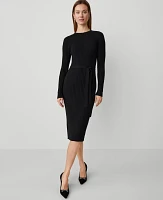 Ann Taylor Petite Ribbed Belted Column Sweater Dress Women's