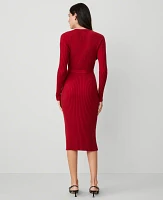 Ann Taylor Petite Ribbed Belted Column Sweater Dress Women's