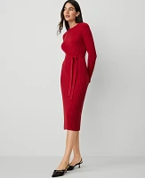 Ann Taylor Petite Ribbed Belted Column Sweater Dress Women's