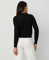 Ann Taylor Petite Paillette Trim Cardigan Black Women's