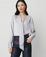 Ann Taylor Petite Satin Tie Neck Blouse Women's