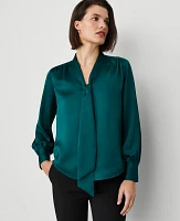 Ann Taylor Petite Satin Tie Neck Blouse Women's