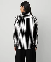 Ann Taylor Striped Relaxed Perfect Shirt Black Women's