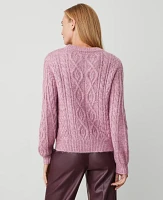 Ann Taylor Petite Cable Bell Sleeve Sweater Clean Lilac Women's