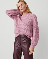 Ann Taylor Petite Cable Bell Sleeve Sweater Clean Lilac Women's