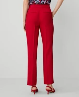 Ann Taylor The Straight Leg Pant Fluid Crepe - Curvy Fit Gingham Red Women's