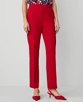 Ann Taylor The Straight Leg Pant Fluid Crepe - Curvy Fit Gingham Red Women's