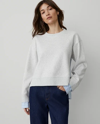 Ann Taylor Weekend Collection Mixed Media Sweatshirt Frosted Heather Women's