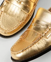 Ann Taylor Kiltie Metallic Loafer Gold Women's