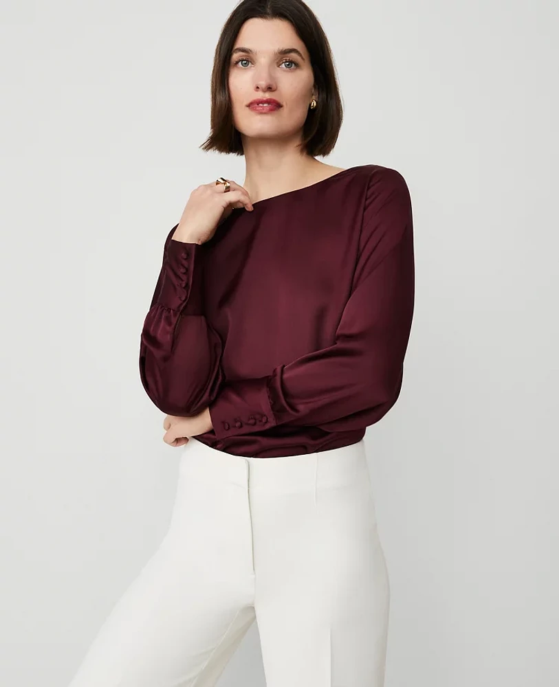 Ann Taylor Petite Crew Neck Blouse Mauve Rose Women's