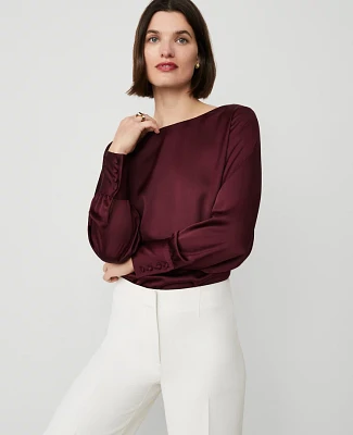 Ann Taylor Petite Crew Neck Blouse Mauve Rose Women's