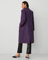 Ann Taylor Petite Plaid Tailored Chesterfield Coat Blue/Red Combo Women's