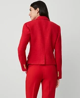 Ann Taylor Petite Tweed Fitted Blazer Iconic Red Women's