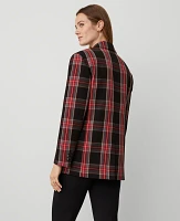 Ann Taylor Petite Plaid Relaxed Double Breasted Blazer Black Women's