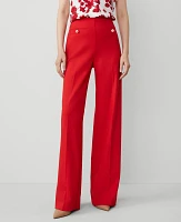 Ann Taylor The Button Trim Wide-Leg Pant Bright Cherry Women's