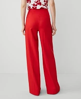 Ann Taylor The Button Trim Wide-Leg Pant Bright Cherry Women's