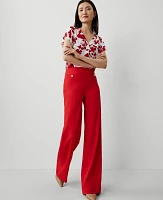 Ann Taylor The Button Trim Wide-Leg Pant Bright Cherry Women's