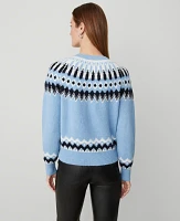 Ann Taylor Petite Fair Isle Cardigan Lazuli Blue Women's