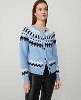 Ann Taylor Petite Fair Isle Cardigan Lazuli Blue Women's