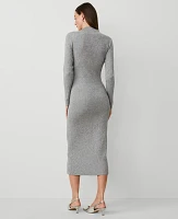 Ann Taylor Petite Shimmer Ribbed Sweater Dress Medium Heather Grey Women's