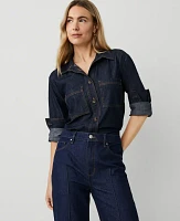 Ann Taylor Petite Relaxed Shirt Dark Chambray Women's