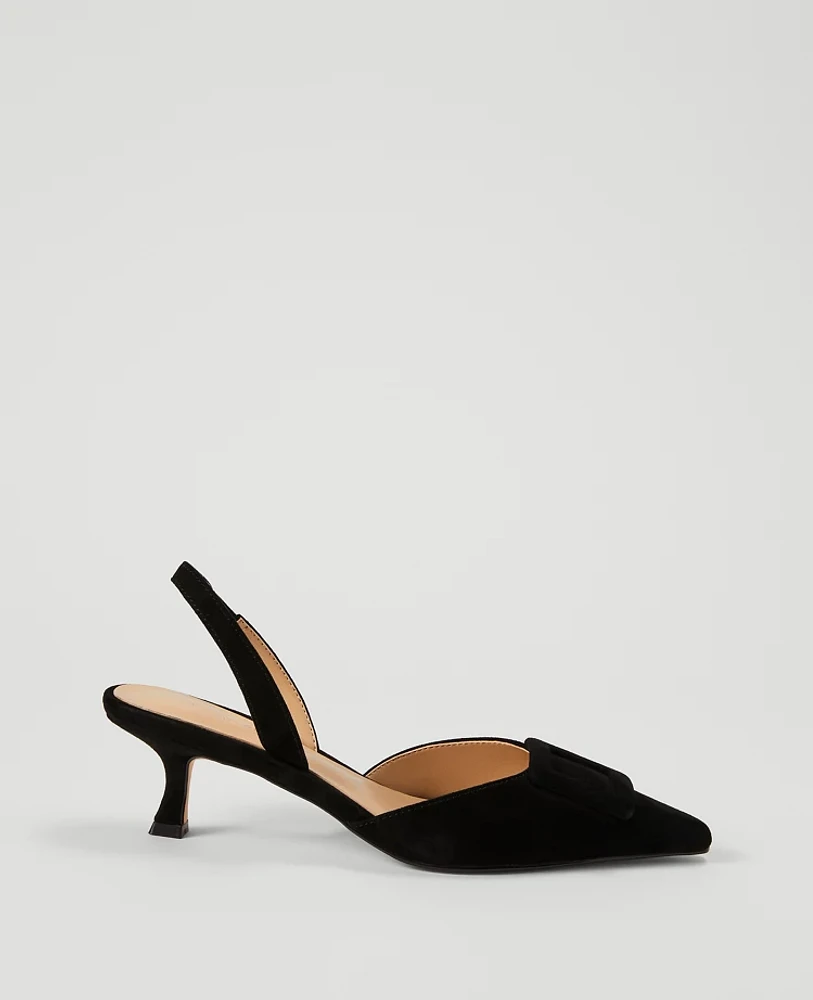 Ann Taylor Suede Buckle Slingback Pump Women's