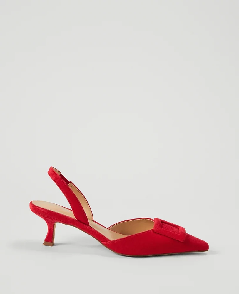 Ann Taylor Suede Buckle Slingback Pump Women's