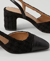 Ann Taylor Cap Toe Slingback Tweed Pump Black Women's