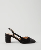 Ann Taylor Cap Toe Slingback Tweed Pump Black Women's