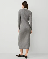 Ann Taylor Collared Sweater Dress Medium Heather Grey Women's