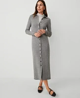 Ann Taylor Collared Sweater Dress Medium Heather Grey Women's