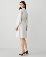 Ann Taylor Petite Mock Neck Button Flare Dress Winter White Women's