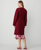 Ann Taylor Petite Tie Waist Balloon Sleeve Coat Rich Mulberry Women's