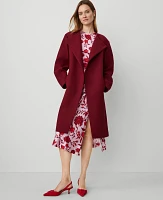 Ann Taylor Petite Tie Waist Balloon Sleeve Coat Rich Mulberry Women's