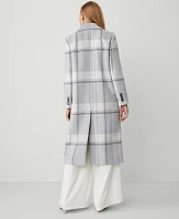 Ann Taylor Petite Plaid Peacoat Magnesium Women's