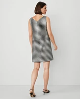 Ann Taylor Houndstooth V-Neck Sleeveless Shift Dress Black/White Multi Women's