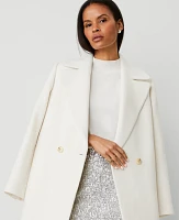 Ann Taylor Petite Double Breasted Coat Winter White Women's