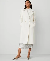 Ann Taylor Petite Double Breasted Coat Winter White Women's