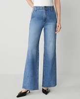 Ann Taylor The Seamed Wide-Leg Jean Light Wash Indigo Women's