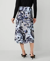 Ann Taylor Petite Paisley Bias Midi Slip Skirt Size Small Pure Sapphire Women's