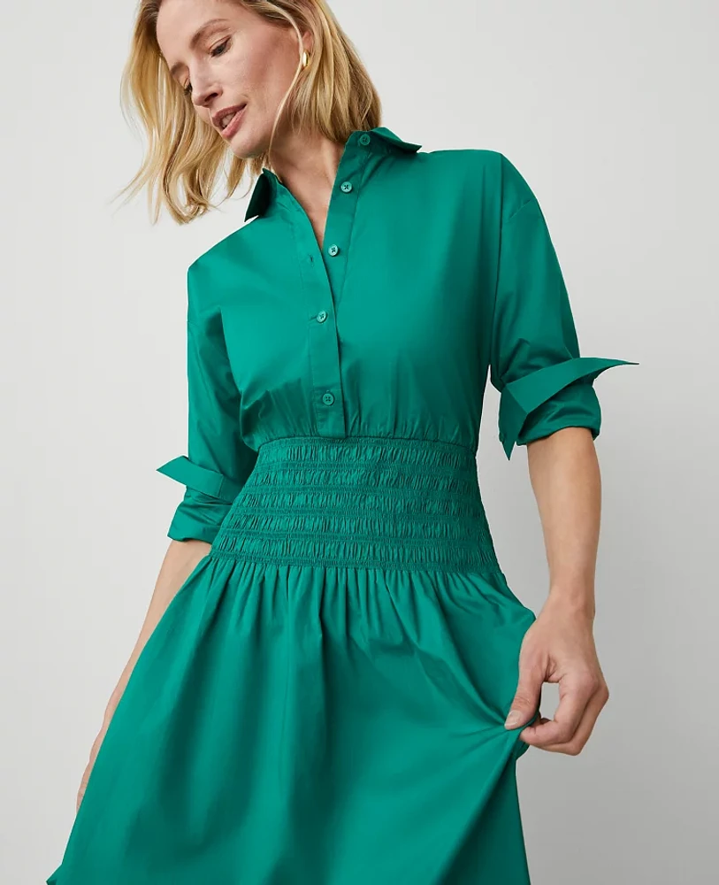 Ann Taylor Flare Midi Shirtdress Shady Glade Women's