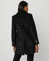 Ann Taylor Petite Double Breasted Shimmer Coat Black Women's