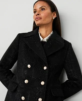 Ann Taylor Petite Double Breasted Shimmer Coat Black Women's