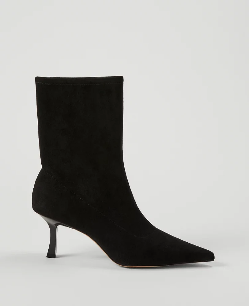 Ann Taylor Microstretch Suede Pointy Toe Bootie Women's