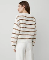 Ann Taylor Striped Stitch Sweater Tan/White Women's