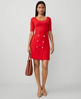 Ann Taylor Button Wrap Skirt Bright Cherry Women's